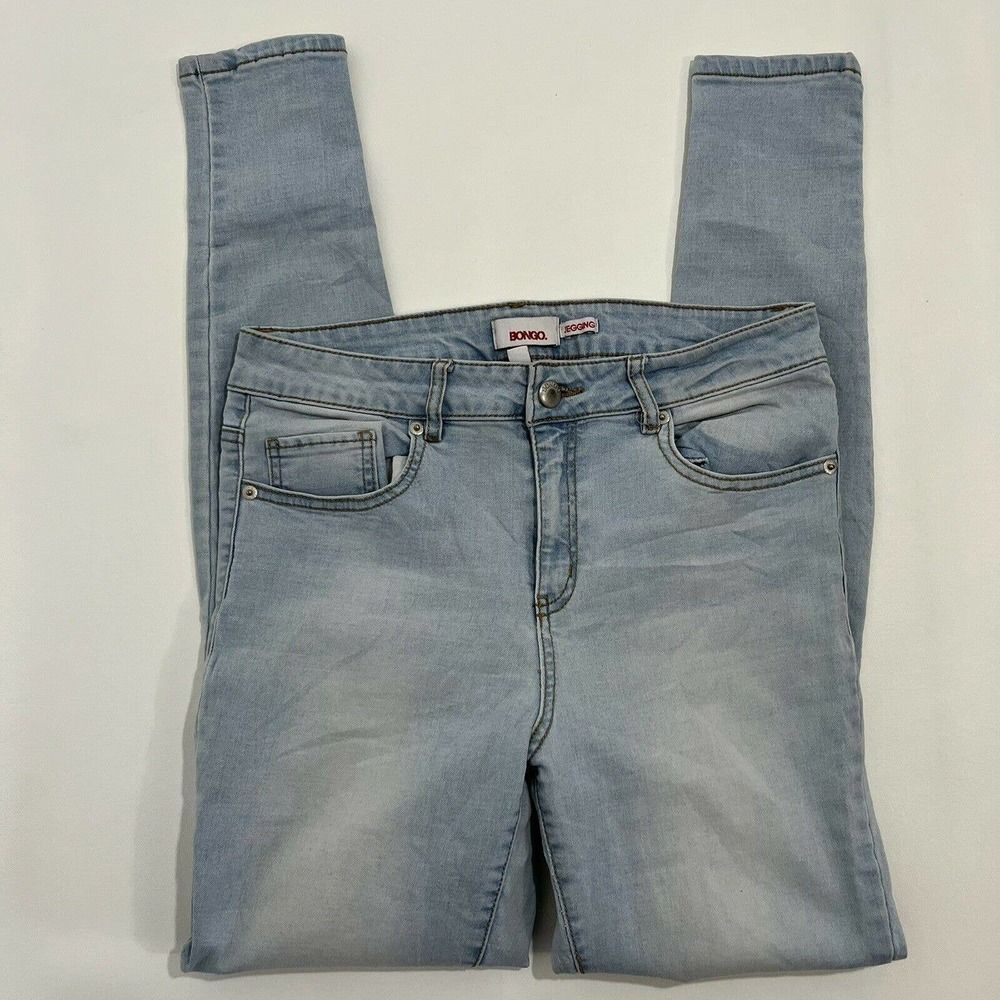 Bongo Jeggings Blue Jeans Slit Knees High Rise Womens Size 14